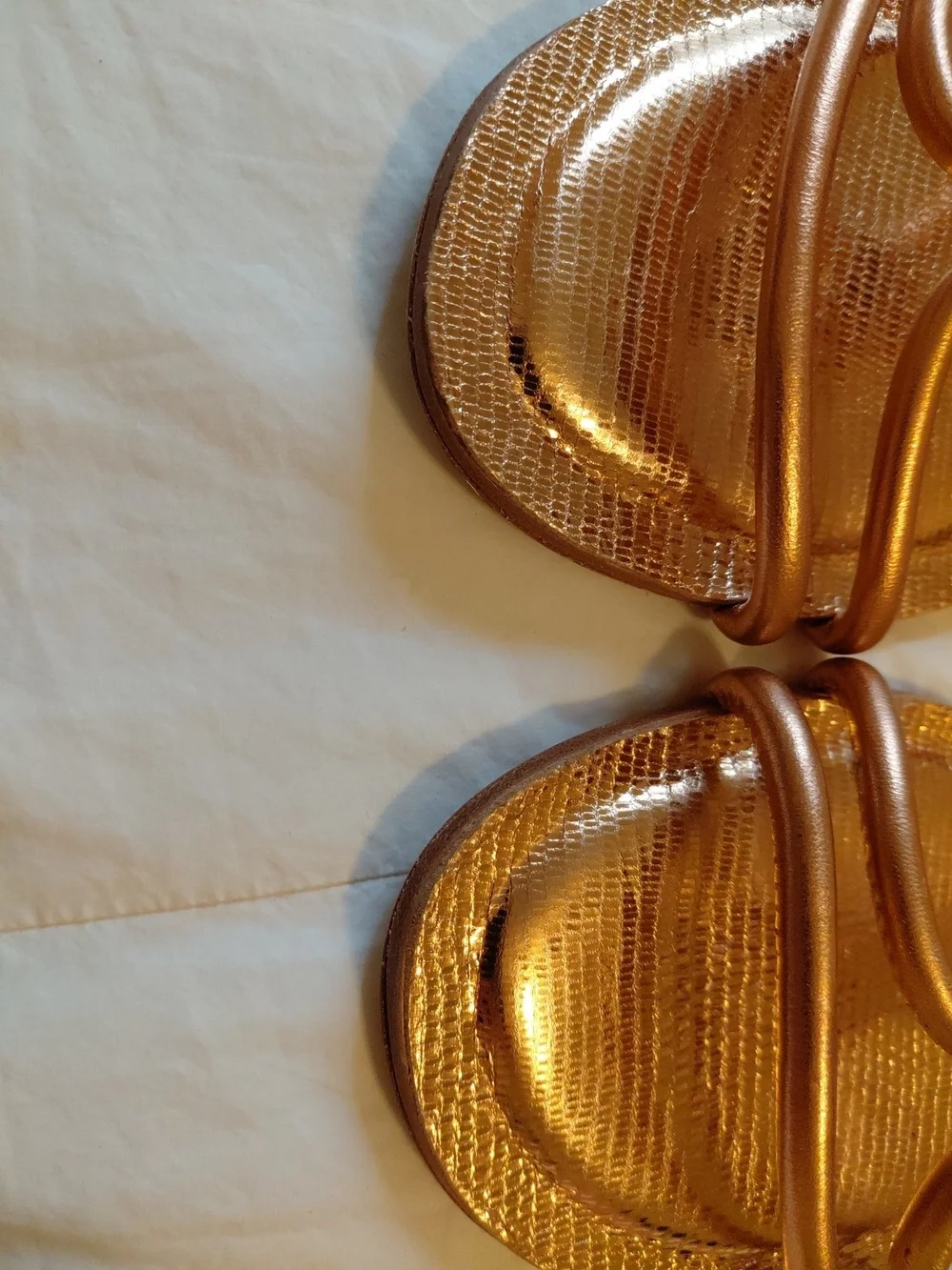 Dee Ocleppo sandals In bronze-tone nappa leather Size 6.5 EUC